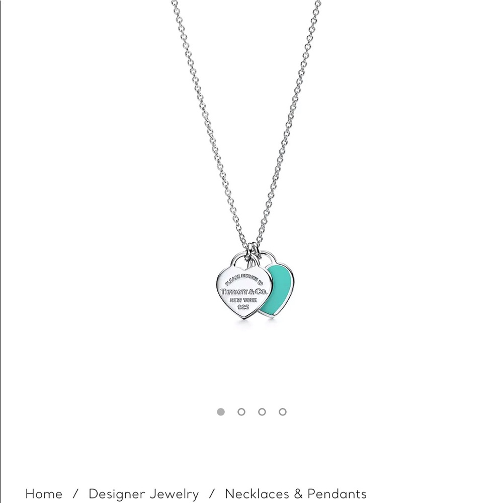 Tiffany Blue Double Heart Tag Pendant!! 16 in chain - barely worn!!